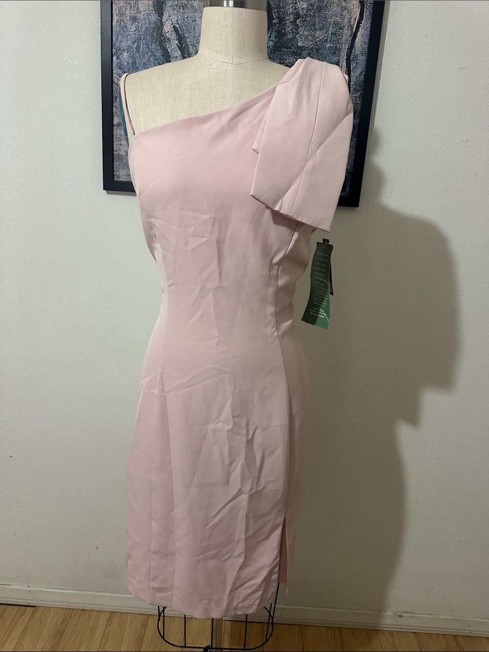 One-Shoulder Blush Pink Sheath Dress